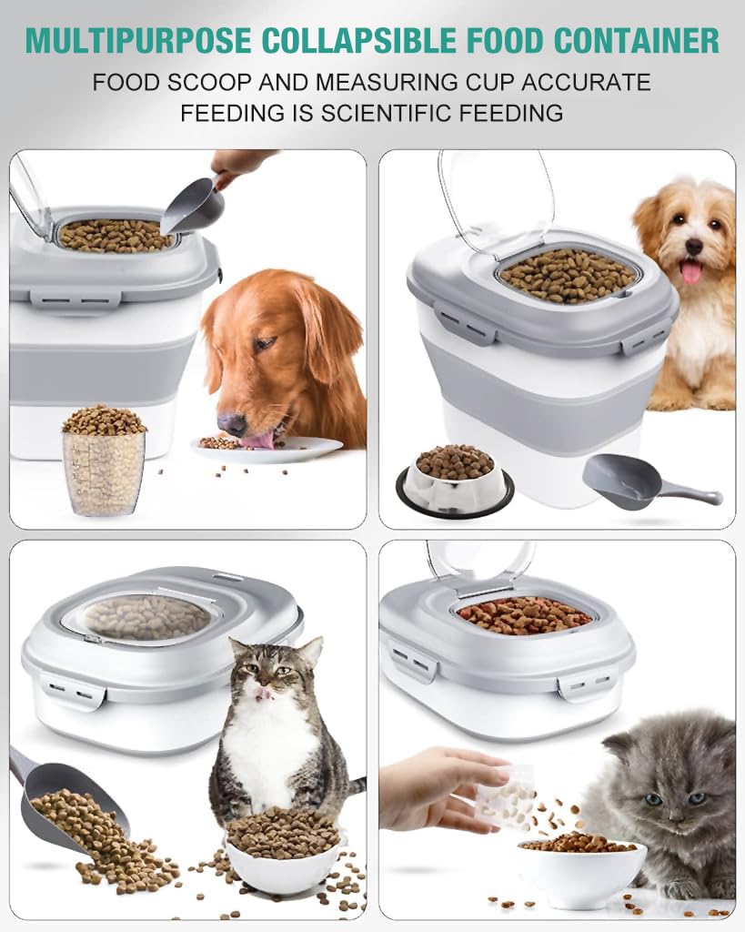 Supvox Collapsible Rice Dispenser with Large Transparent Lid, Large Capacity 16.5-55lbs Airtight Rice Storage Container, Moisture Proof Kitchen Organiser for Rice, Cereals, Grains and Pet Food