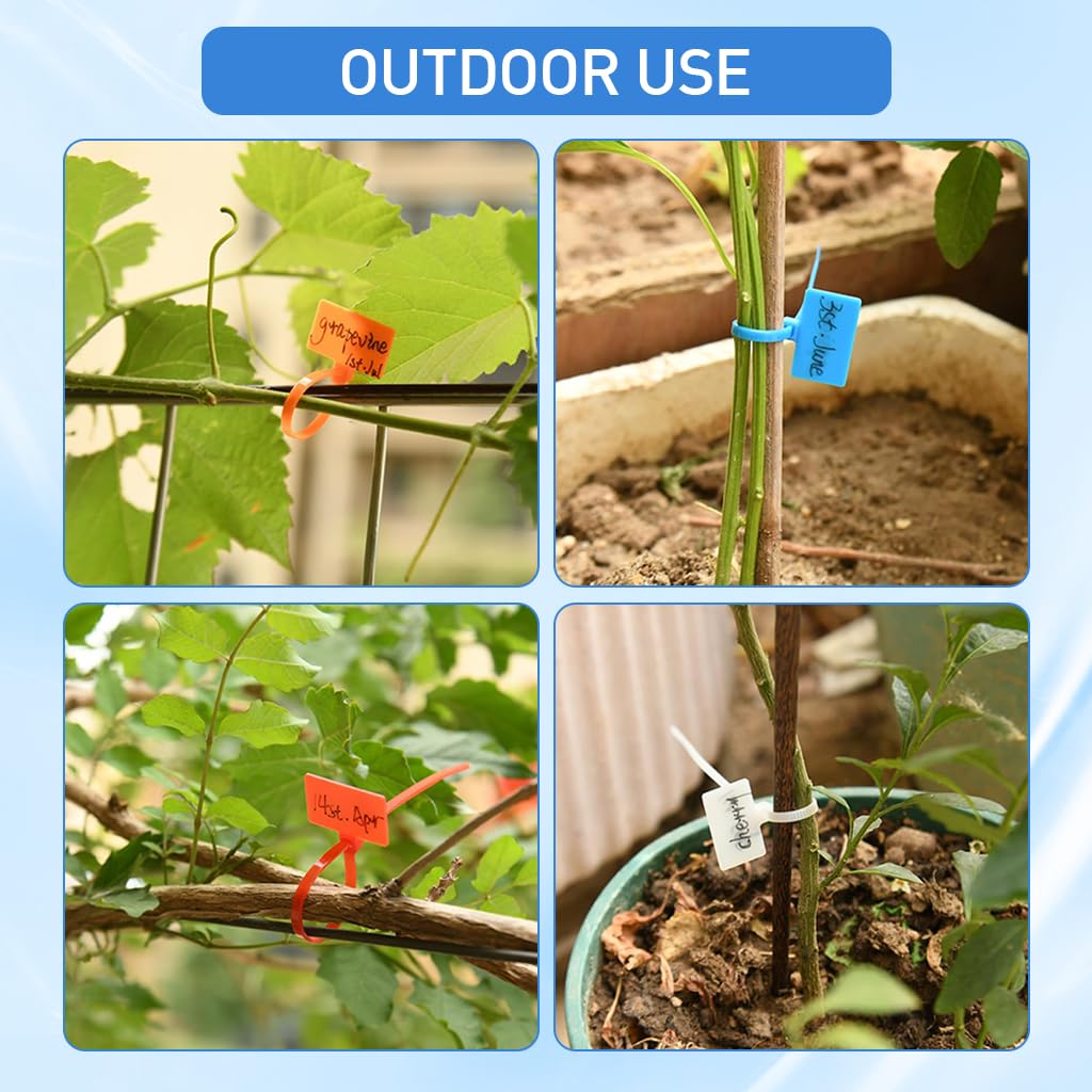 HASTHIP 250Pcs Gardening Plant Ties with Writable Name Tag 5.9 Inches Plant Ties Reuseable Nylon Cable Ties Utility Adjustable Plant Ties, with Label Stickers & Pen