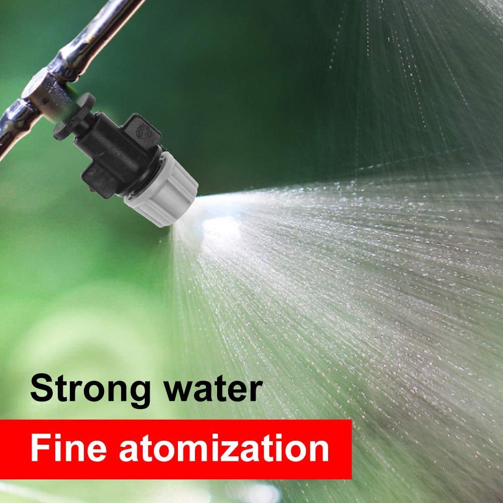 Proberos ZoMei ELEPHANTBOAT Plastic Sprinkler Heads Misting Nozzles with Tee Joints for Misting Watering Plant Flower Cooling System Home Garden Irrigation (Black) 40PCS Set
