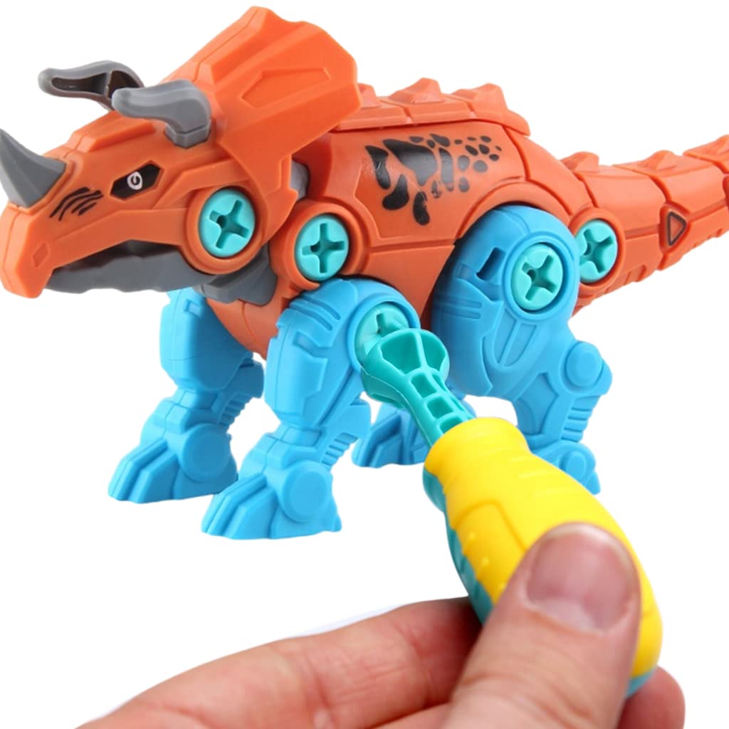 PATPAT Dinosaur Toys for Kids STEM Construction Building Toys for Kids Dinosaur Toy with Screwdriver Dinosaur Egg Assembling Building Blocks Birthday Gifts for 3-8 Year Old Boys Girls (Triceratops)
