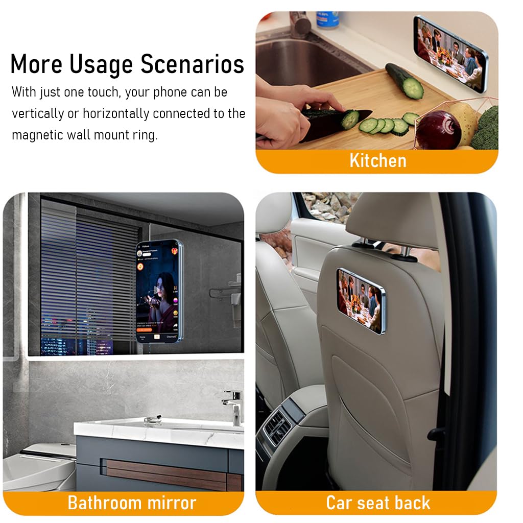 ZORBES for MagSafe Ring Wall Mount Magnetic Mobile Ring Holder for iPhone 15/14/13/ 12 Pro Max Plus with Mag-Safe Case Slim Adhensive Magnetic Phone Ring Holder Magnetic Phone Grip Holder Phone Ring
