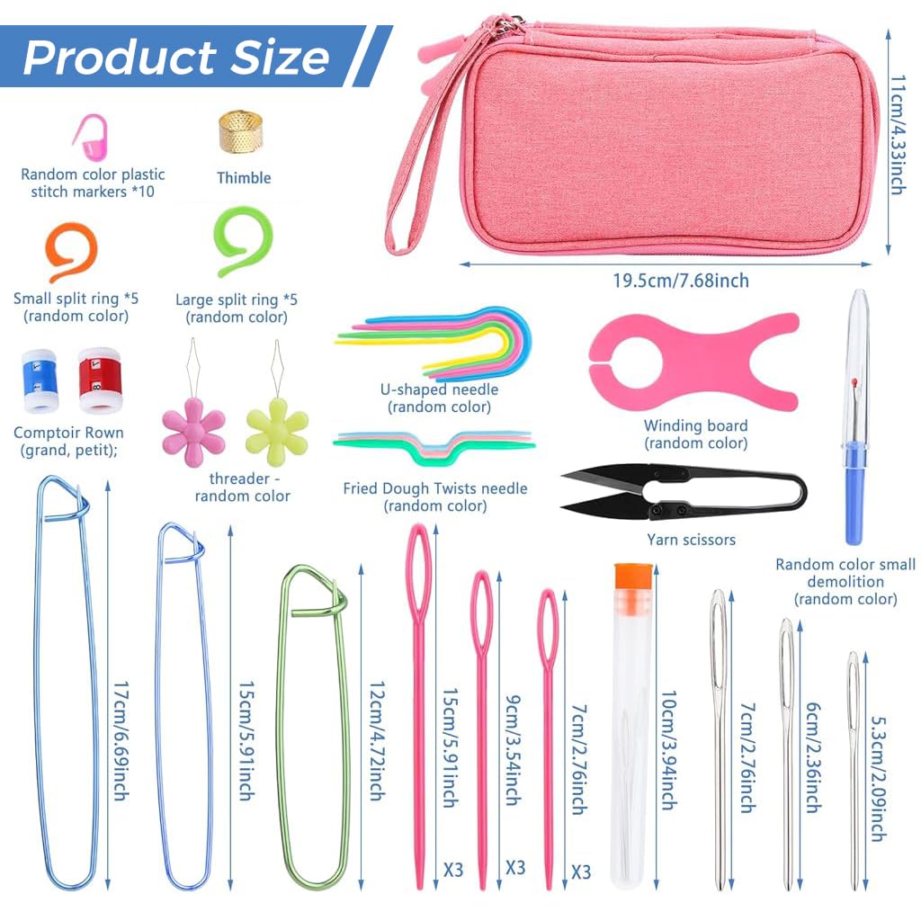 HASTHIP 90Pcs Crochet Needles Set, Crochet Hooks with Bag, Stitch Markers, Blunt Needles, Plastic Sewing Needles, Stitch Holders, Crochet Knitting Accessories, Crochet Kit for DIY Crafting Projects