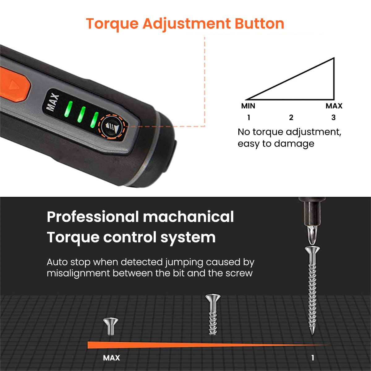 Verilux Handheld Electric Screwdriver Kit - 4V Cordless Electric Screwdriver, LED Work Light, 26 pieces Screwdriver Bits, Screw Adapter, Tool Case, USB C Cable, Power Screwdriver(Grey)