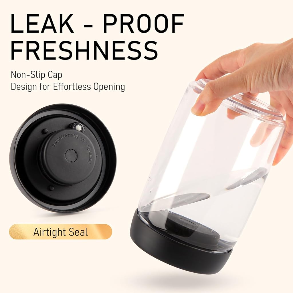 HASTHIP® Food Coffee Bean Storage Containers with Lids Airtight, Plastic Wide Mouth Mason Jars Vacuum Sealer, 1200ml