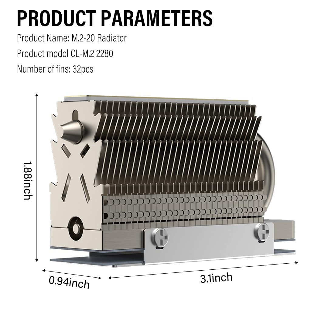 ZORBES M.2 2280 SSD Heatsink for M.2 SSD Hard Disk Aluminum Heat Sink for PC M.2 SSD Thermal Silicone Pad Included, Contains a Heat Pipe, Double-Sided Heat Sink, Only for Single Sided 2280 Module