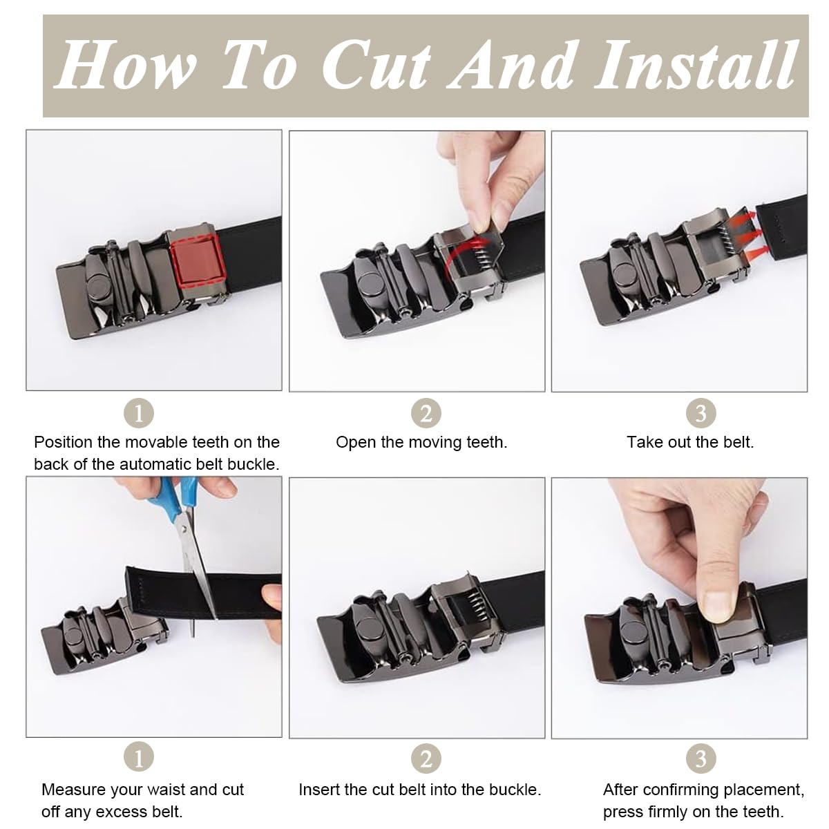 GUSTAVE Ratchet Belt Buckle Only for Men, Automatic Click Buckle for 1 3/8