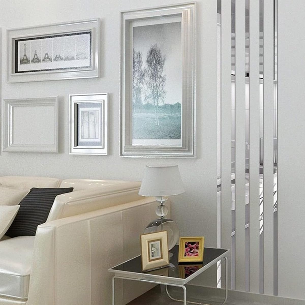 HASTHIP 16.4ft Silver Metal Trim Wall Strip, 201 Stainless Steel Self Adhesive Peel and Stick Wall Trim Metalized Mirror-Like Finish for Wall Ceiling Floor Cabinet Tile Edge Moulding (Silver)