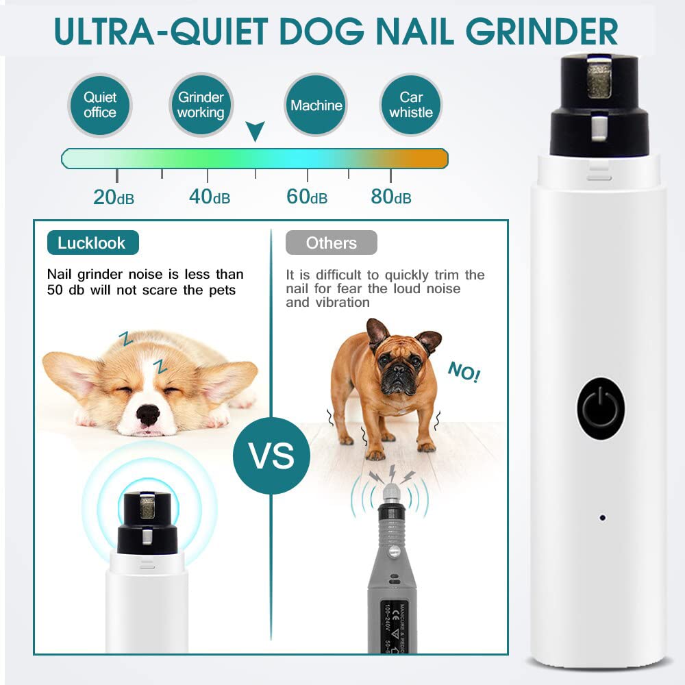 Qpets Dog Nail Grinder Professional Nail File Pet Nail Trimmer Stepless Speed Regulation Pet Nail Grinder Electric Nail File for Large Medium Small Dogs and Cats