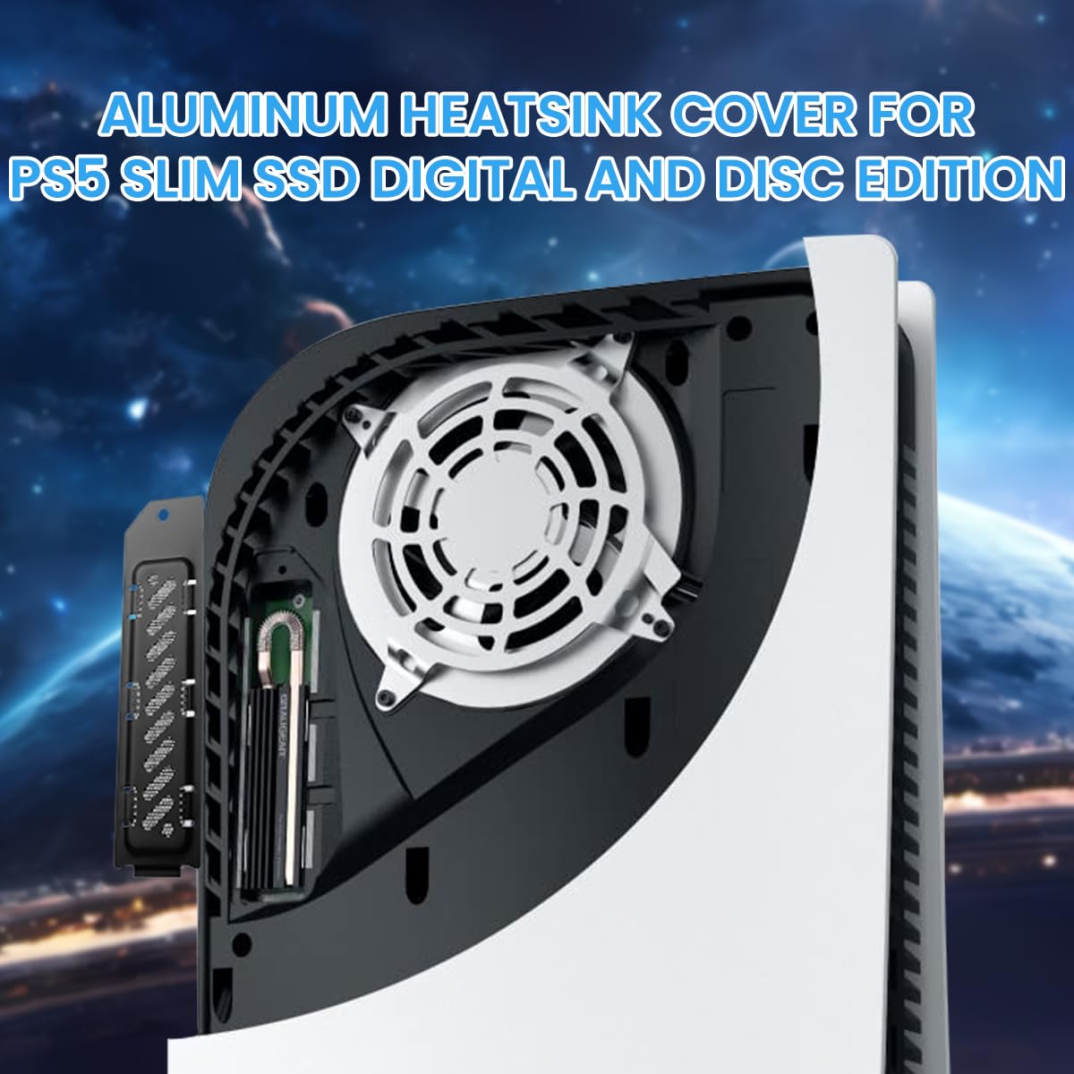 ZORBES PS5 Slim SSD Heatsink Cover, M. 2SSD Expansion Slot Heat Dissipation Dust Cover PS5 Slim Aluminum Alloy SSD Dust Cover