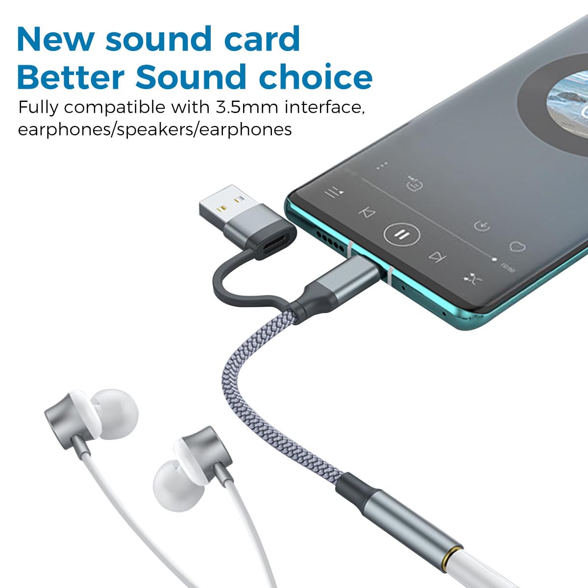 ZORBES USB to 3.5mm Jack Audio Adapter, 2 in 1 Type C to Aux Audio Jack with PD Fast Charging, USB to Aux Game Sound Card Game Audio Adapter for Galaxy S22 S21 Ultra 5G S20 S20+ Plus Note 20