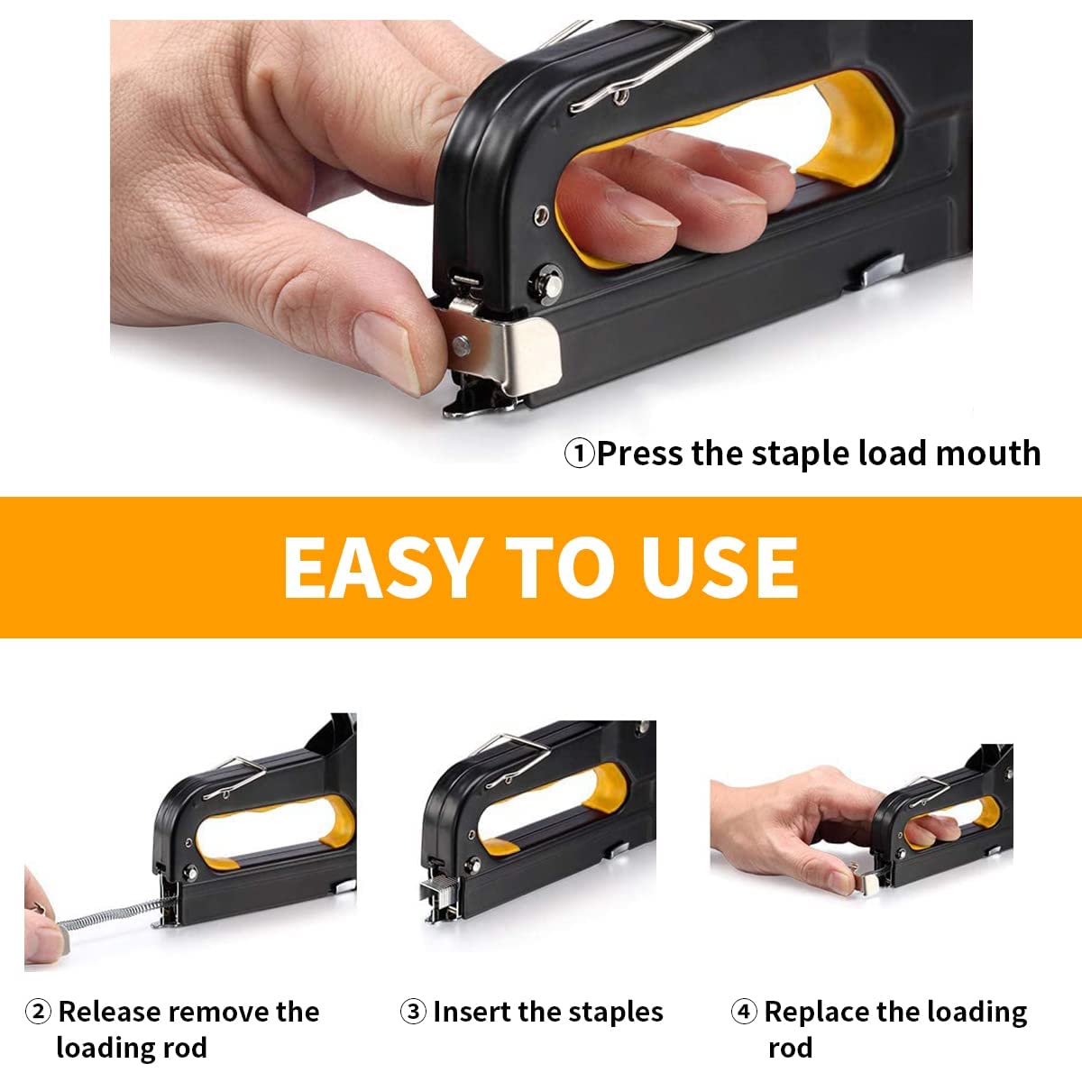 HASTHIP Heavy Duty Staple Gun, 3 in 1 Heavy Duty Stapler Staple Gun with Stapler Remover and 2100Pcs Staples, Tracker Machine with Pins Staple and Nail Gun for Wood Furniture Woodworking SofaSeat Cover Repair