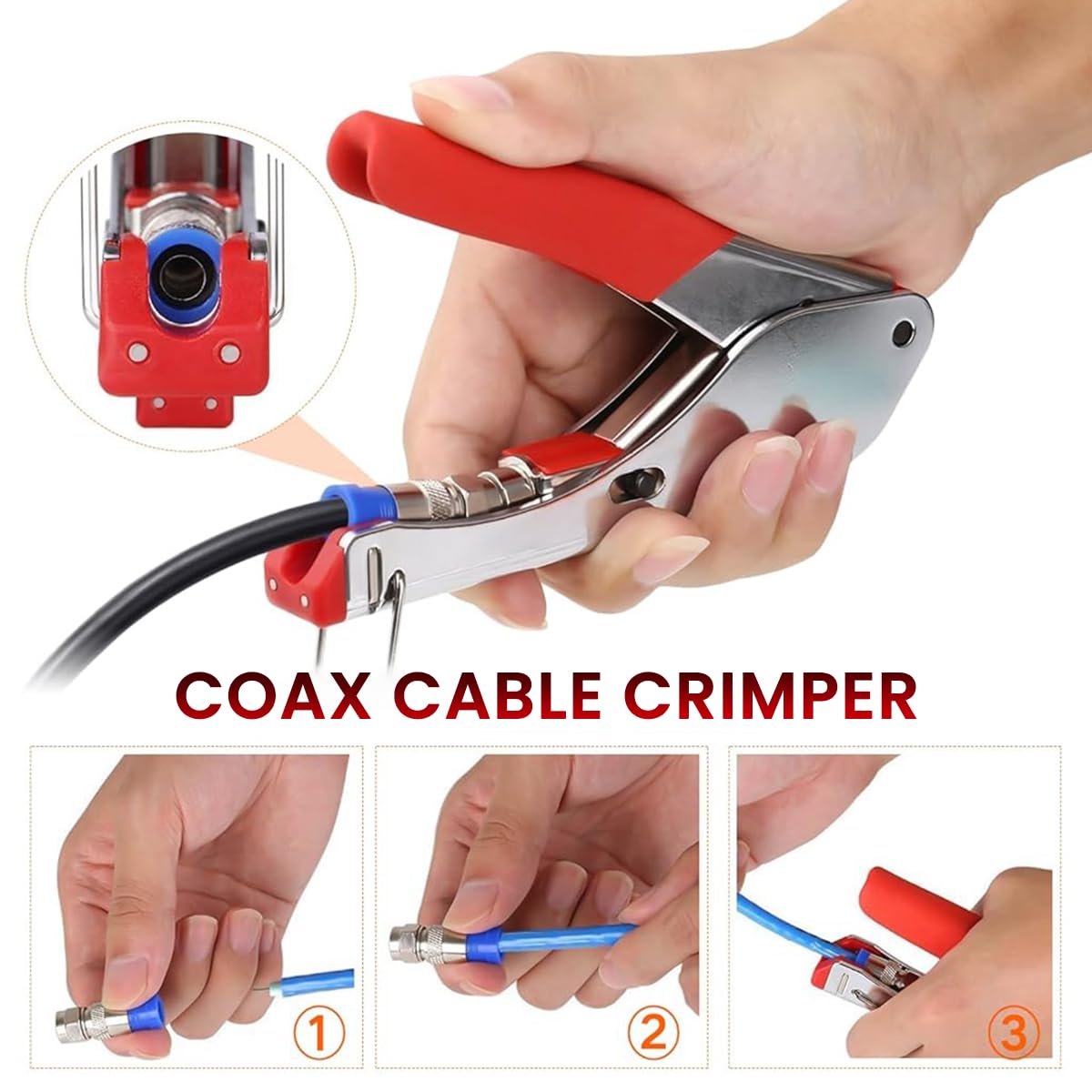 Serplex Coax Cable Crimper Kit RD6 RD59 Coaxial Compression Tool Kit Coax Cable Crimper Wire Stripper And Cutter with 20pcs F RG6 RG59 Connectors Included Compression Connectors, Tools, Stripper