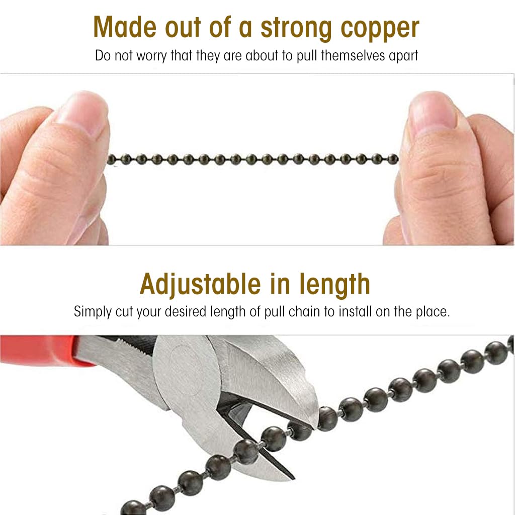 HASTHIP® Bronze Ceiling Fan Pull Chain Set, Ceiling Fan Pull Chain Extender Bronze Pendant 12 Inch Chain Ornament Pendant Pull Chain with Connector Ceiling Fan Bulb&Fan Ceiling Fan Pull Chain (2 Pack)