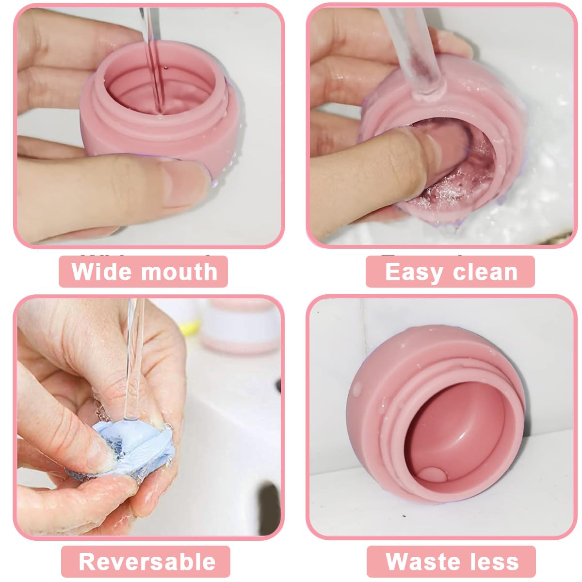 MAYCREATE 3pcs Silicone Cream Jars for Travel 20ml Cream Dispenser Refill Travel Bottles for Toiletries, Leakproof Small Travel Containers for Face Body Hand Cream, Shampoo, Powder