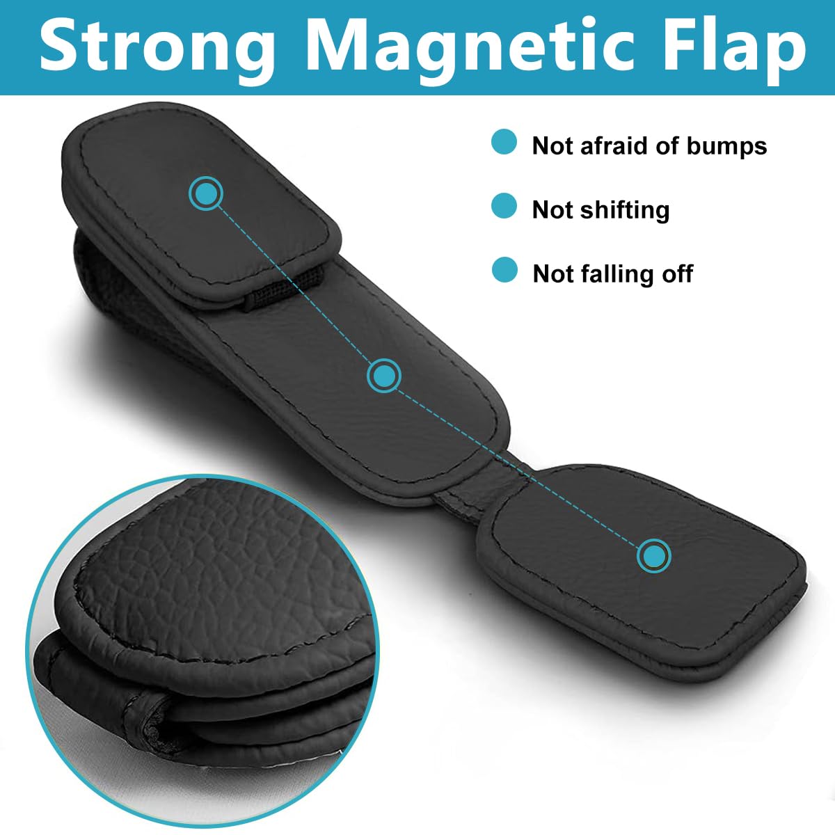 STHIRA Car Sunglasses Holder, Clip On Sunglasses Holder for Car, Magnet Sunglasses Holder for Sun Visor, Double Position PU Car Sunglasses Holder Clip for Versatile Card Receipt Holder Drive License Clamp