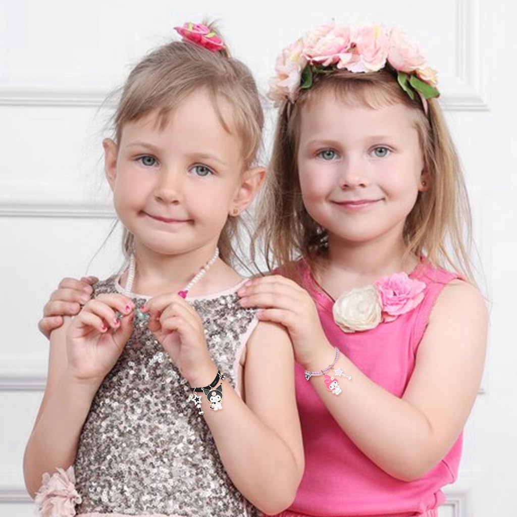 MAYCREATE 1 Pair Girls Friendship Bracelets Kuromi & Melody Friendship Bracelet Fashion Cartoon Sanrio Rope Bracelet for Girls Magnetic Matching Kuromi Melody Bracelet Birthday Gift for Girls