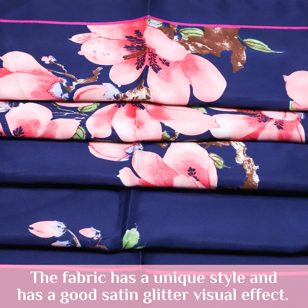 PALAY Scarf for Women Stylish Satin Square Silk Like Hair Scarves and Wraps Headscarf for Sleeping 90 * 90cm-Navy (multi2)