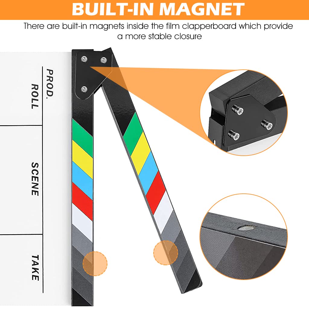 ZIBUYU Movie Clap Board Stage Prop Acrylic Studio Camera Photography Director Film Clapper Board Clapboard Size - 10''x12