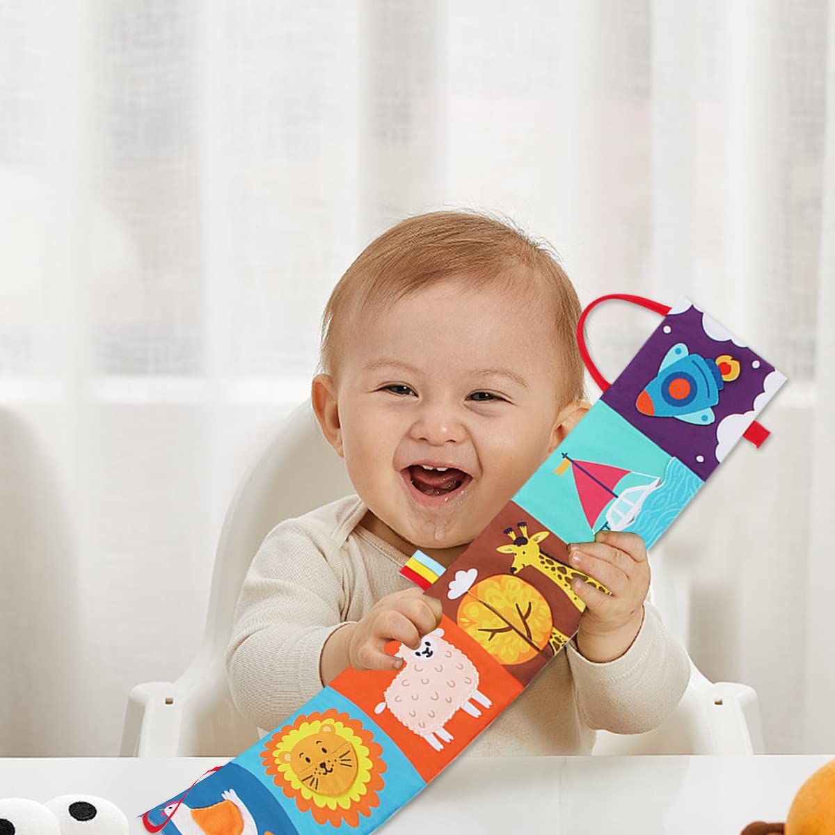PATPAT® Cloth Books for Babies, Baby Cloth Book Double Side Infant Tummy Time Toy Tear Resistance Hangable Cloth Book On Cradle for Toddler Visual Development Toy for Toddler 6-12 Month Toys
