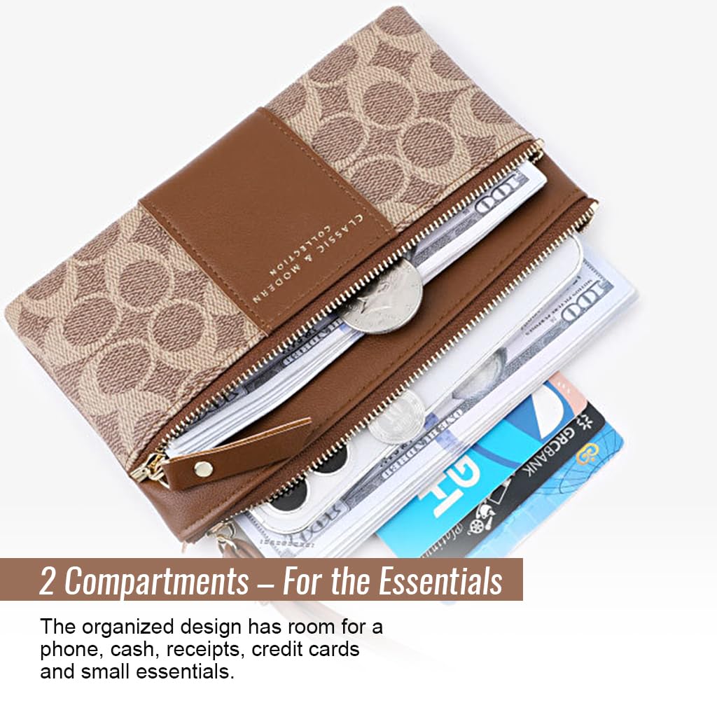 PALAY Women's Leather Wristlet Clutch Wallet, Smartphone Wristlet Purse