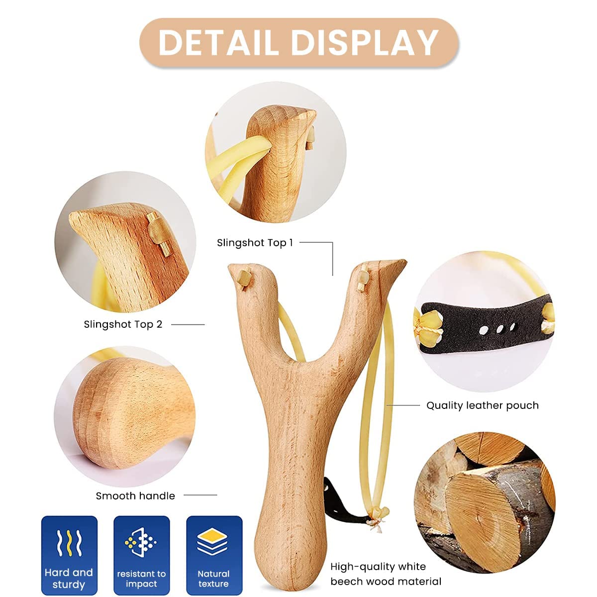 Proberos Slingshot Toy for Kids, Wooden Outdoor Catapult for Outdoor Games and Activities, Learning Sling Shot