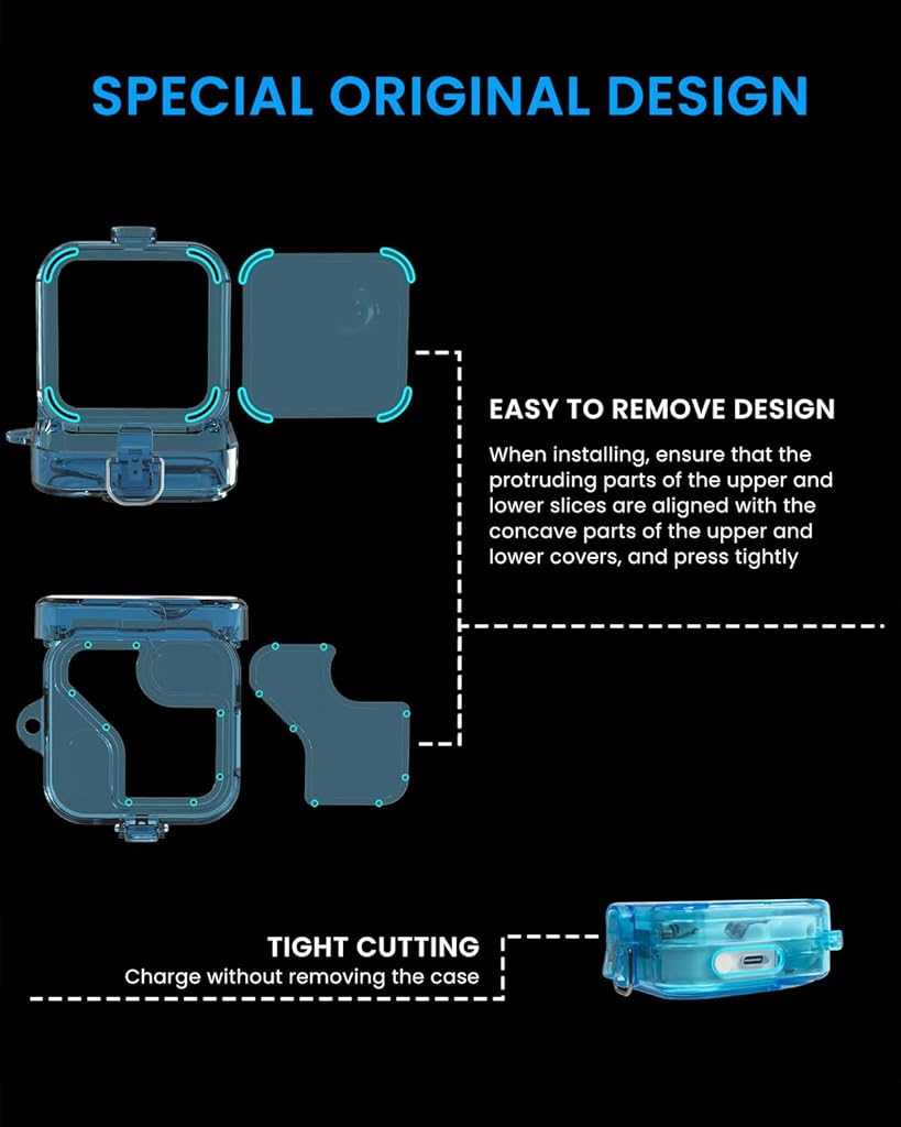 ZORBES Earbuds Cover for Nothing Ear 2, Transparent Case Shock-Absorbing Protective Armor Cover for Nothing Ear 2 Earbuds, PC Hard Shell with Lanyard and Carabiner (Transparent Blue)
