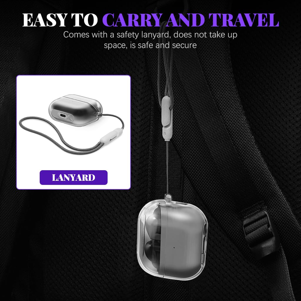 ZORBES Compatible with Samsung Galaxy Buds 3 Case & Galaxy Buds 3 Pro Case, Protective TPU Clear Case with Lanyard, Fashion Earbuds Case Cover, Headphone Accessories