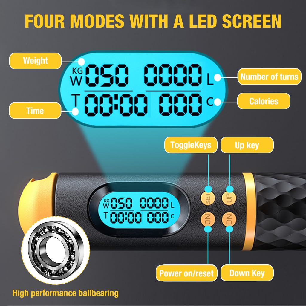 Optifit 2 in 1 Skipping Rope for Men Women Kids with Counter & Calories Calculation, Smart Jumping Rope with Durable Wire Rope and Cordless Ball, Cordless Skiping Row for Workout & Weight Loss