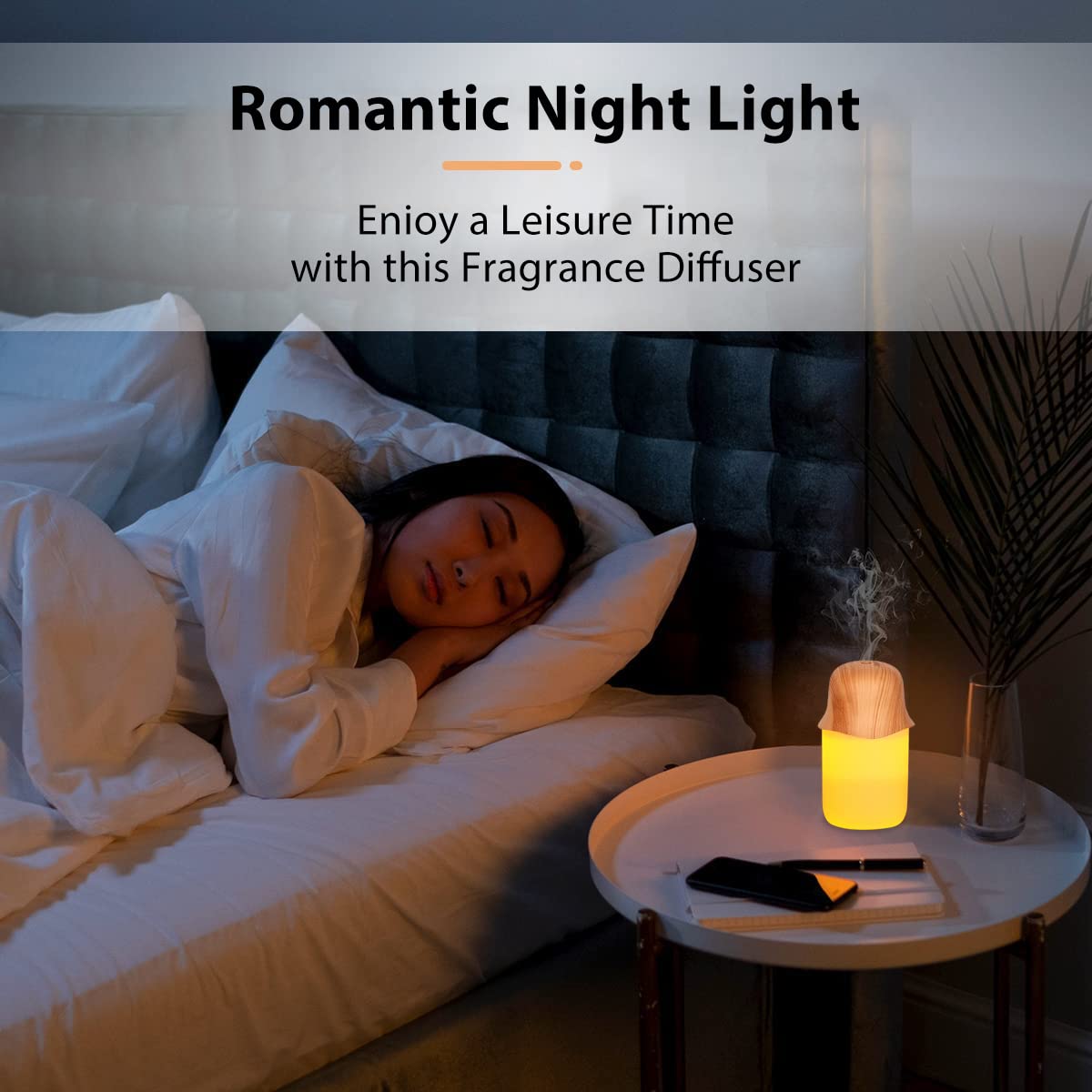 HANNEA Humidifier 230ml USB Aromatherapy Diffuser Night Light Quiet Aroma Humidifier for Bedroom, Living Room, Office, Car
