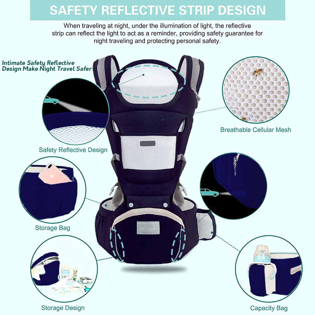 SNOWIE SOFT 6-in-1 Baby Carrier with Lumbar Support 360 All-Position Baby Wrap Carrier Front and Back Backpack Carrier for Breastfeeding Newborn Infant Toddler(7-66 Lb)