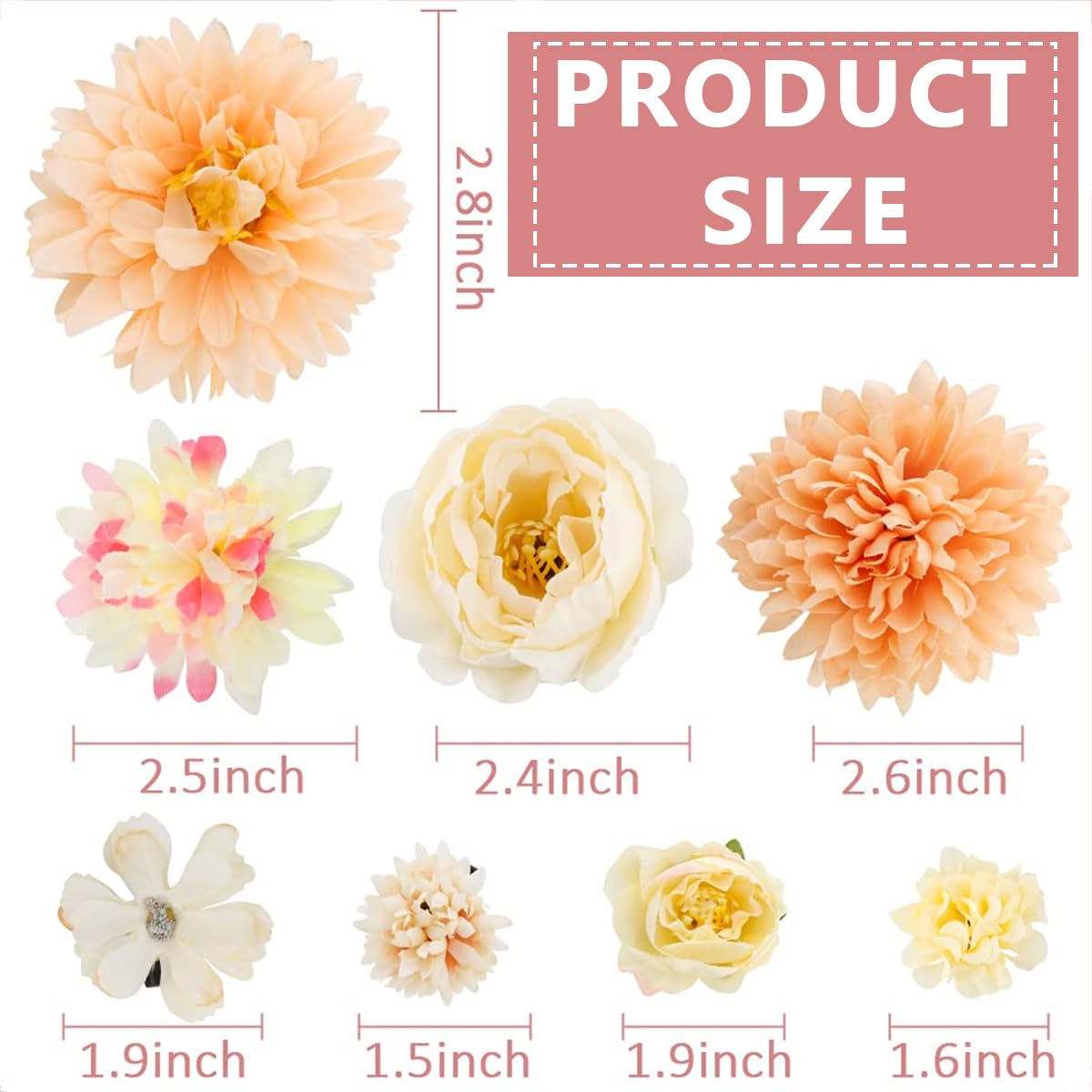 PALAY 20pcs Floral Bridal Hair Clips for Women Girls, Bohemian Chiffon Rose Hair Barrettes, Flower Brooch Hairpin Hair Accessories for Beach Party Wedding Hairstyles Decor