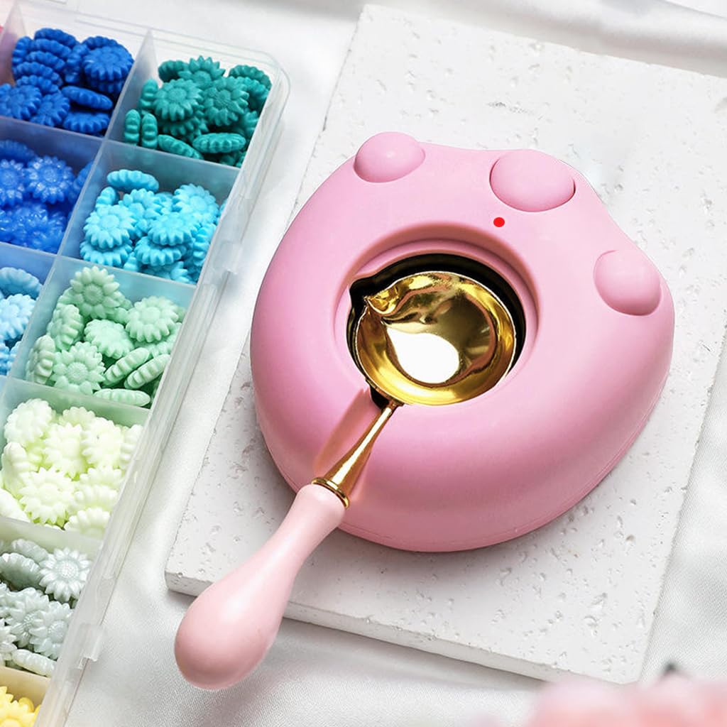 HASTHIP Electric Wax Seal Warmer Kit USB Wax Warmer Machine with Melting Spoon Cartoon Electric Wax Seal Seal Warmer Furnace for DIY Wax Seal Stamp DIY Envelope Seal Crafts