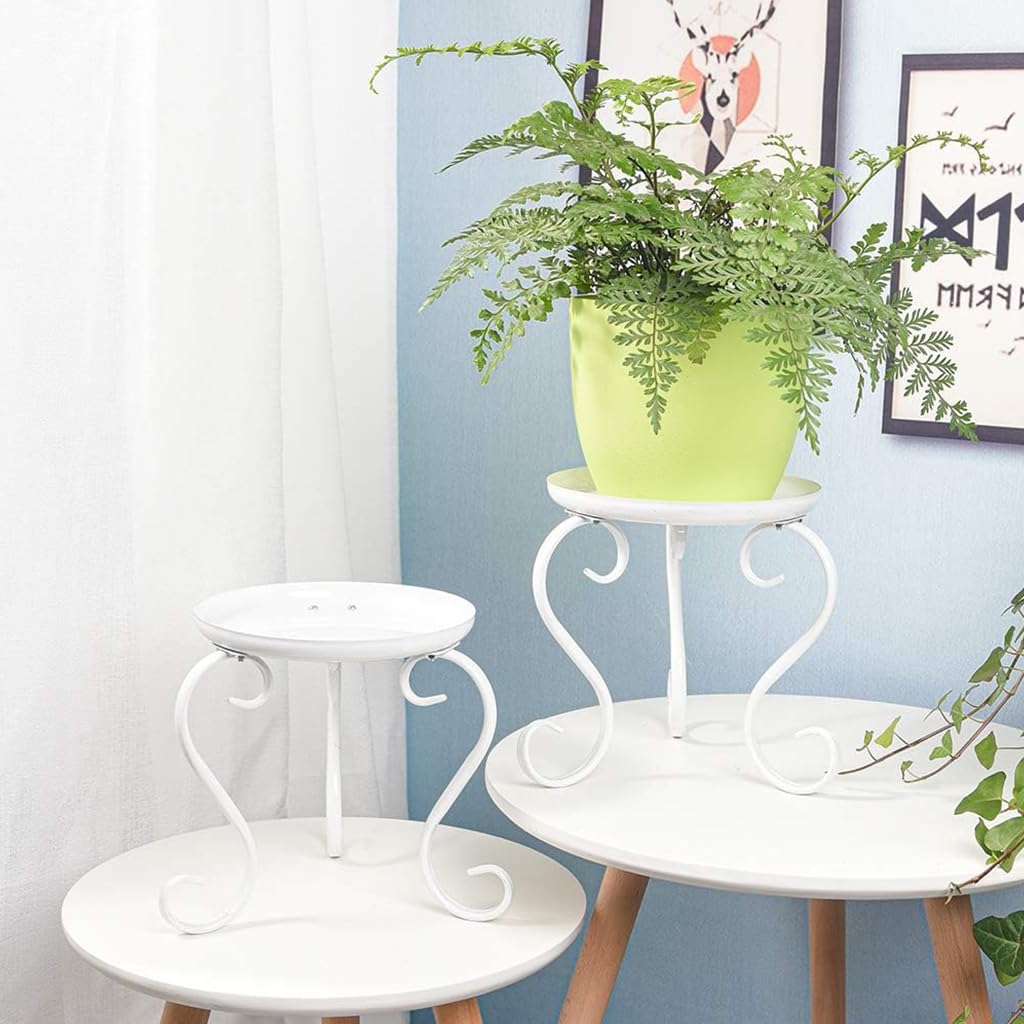 HASTHIP 2Pcs Floor Plant Holder 9 Inches Height Metal Plant Stand Easy Assembly Plant Pot Display Stand Metal Fine Coating Plant Stand for Balcony, Home, Office
