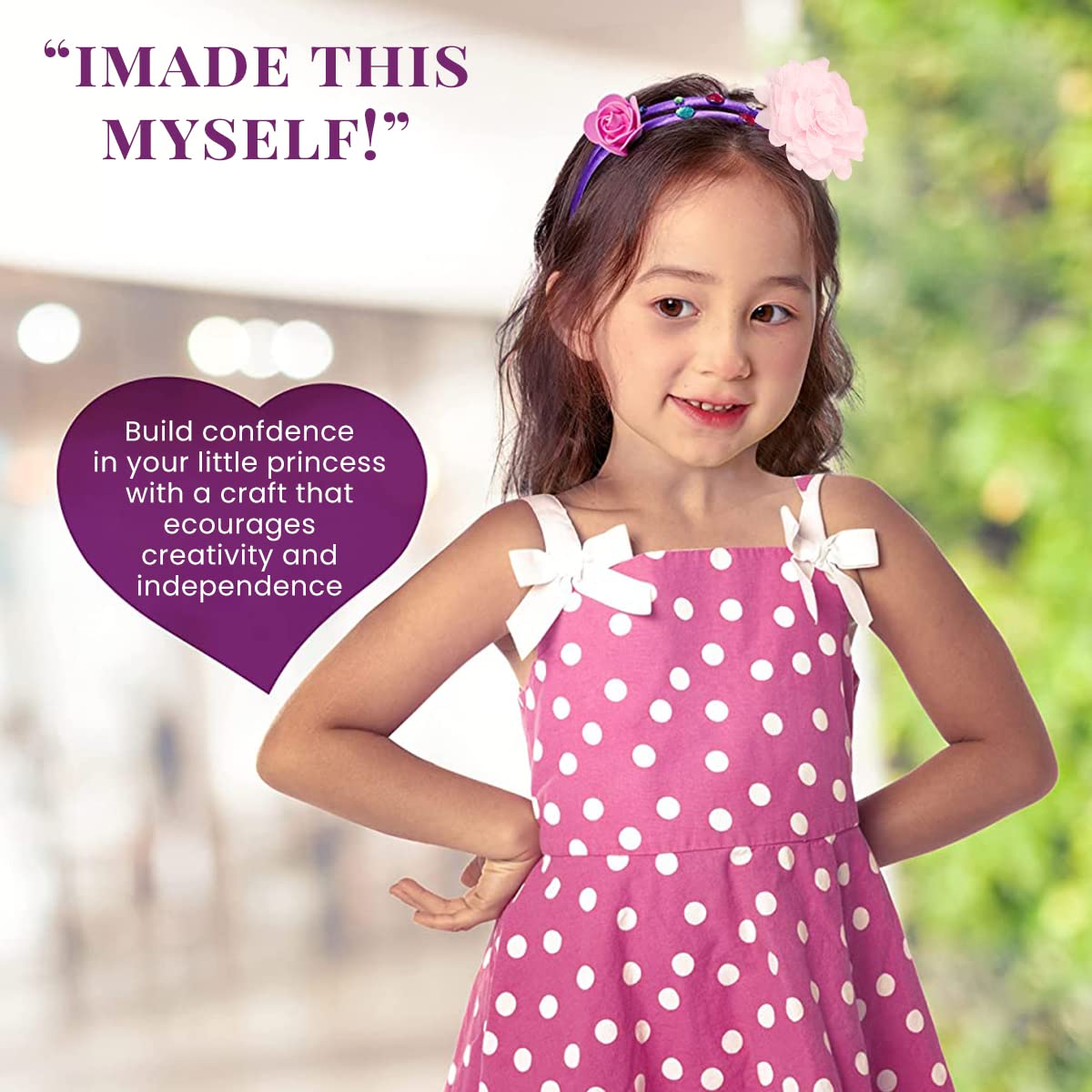 PATPAT DIY Headband Making Kit for Girls, Create Your Own Headbands, Includes 10 Headbands with Assorted Accessories and Charms, Fashion Fun Arts & Crafts Toy Gift for Girls Ages 5-12