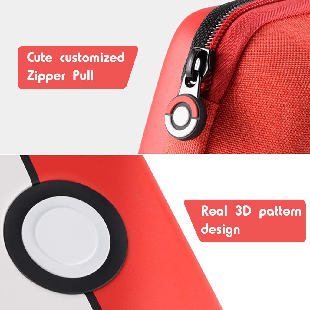 PATPAT Poke-mon Binder, Poke-mon Cards Album for 200 Poke-mon Cards Cartoon Prints Zipper Bag Trading Card Binder Trading Cards Holder Organizer Bag Game Cards Case Xmas Gifts for Kids Boys Girls Red