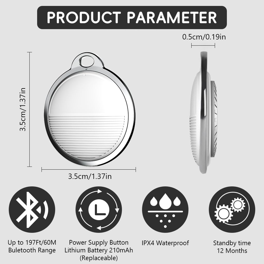 Verilux Anti-lost Tag Compatible with Find My App Key Finder with Sound Alarm Item Locator Tracker Bluetooth Key Finder AirTag Alternatives Battery Operated, Only for iOS Find My App