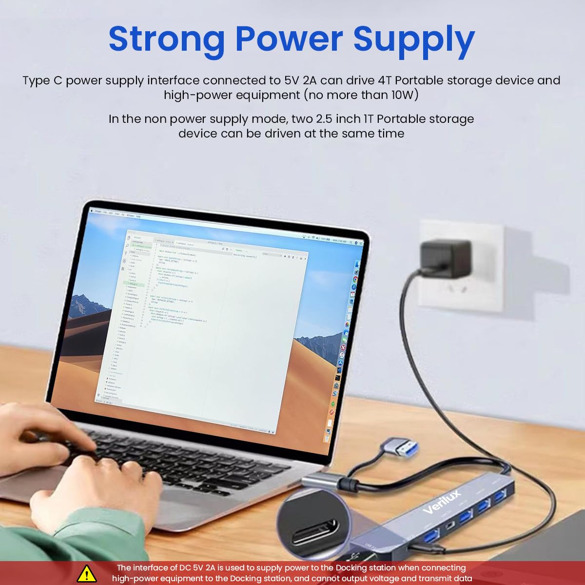 Verilux USB Hub USB C Hub with USB Adapter 7 in 1 USB Hub for Data Transfer Universal USB C Hub with USB 3.0 Port & 3 USB 2.0 Ports USB C Port Compatible with Laptop, MacBook Air, Mac Mini/Pro