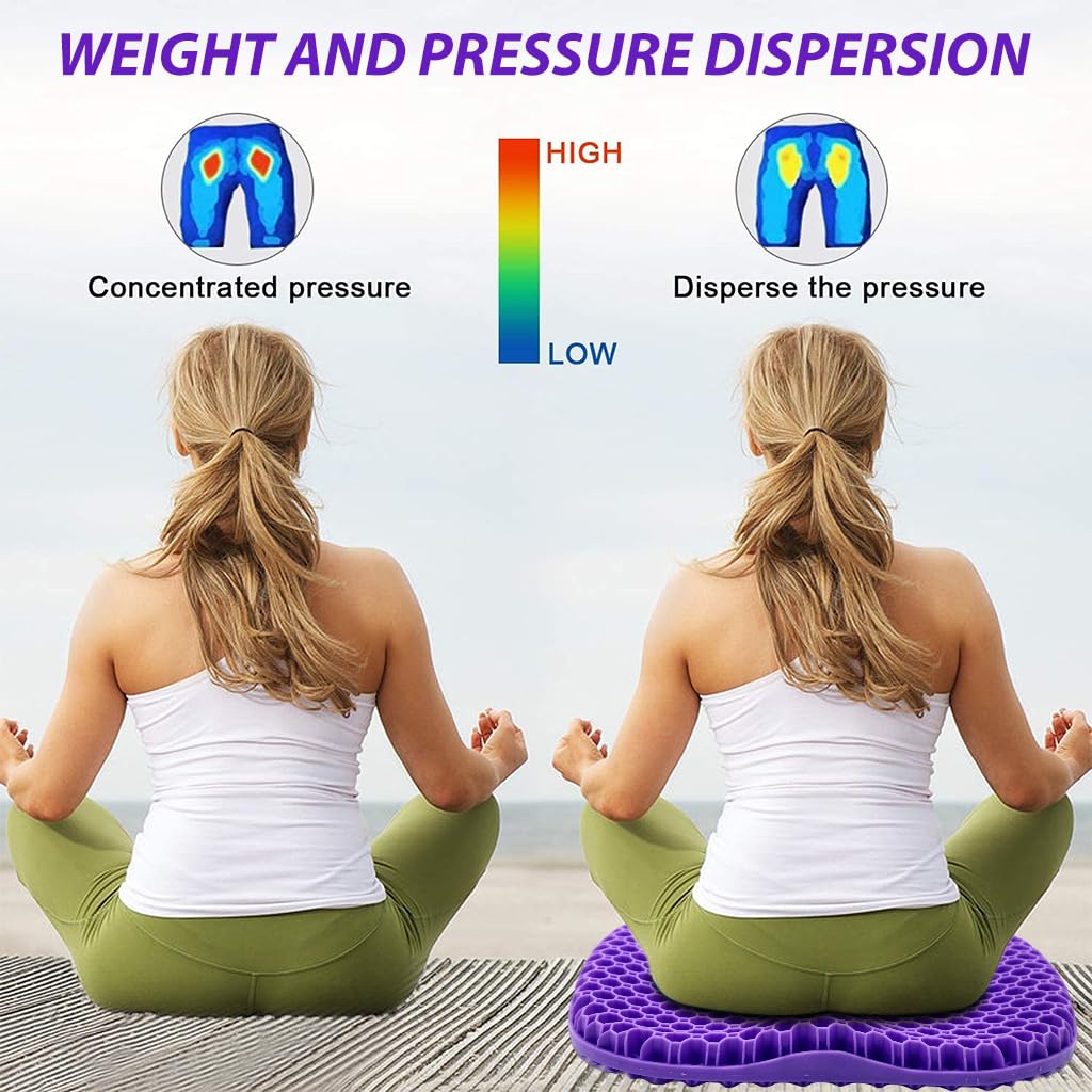 STHIRA Car Seat Cushion for Chair, Gel Seat Cushion Breathable Gel Car Seat Cushion Hive Seat Cushion Seat Booster Pad Booster Cushion for Car Seat, Chair, All Season Use 3D Gel Cooling Seat Cushion Purple