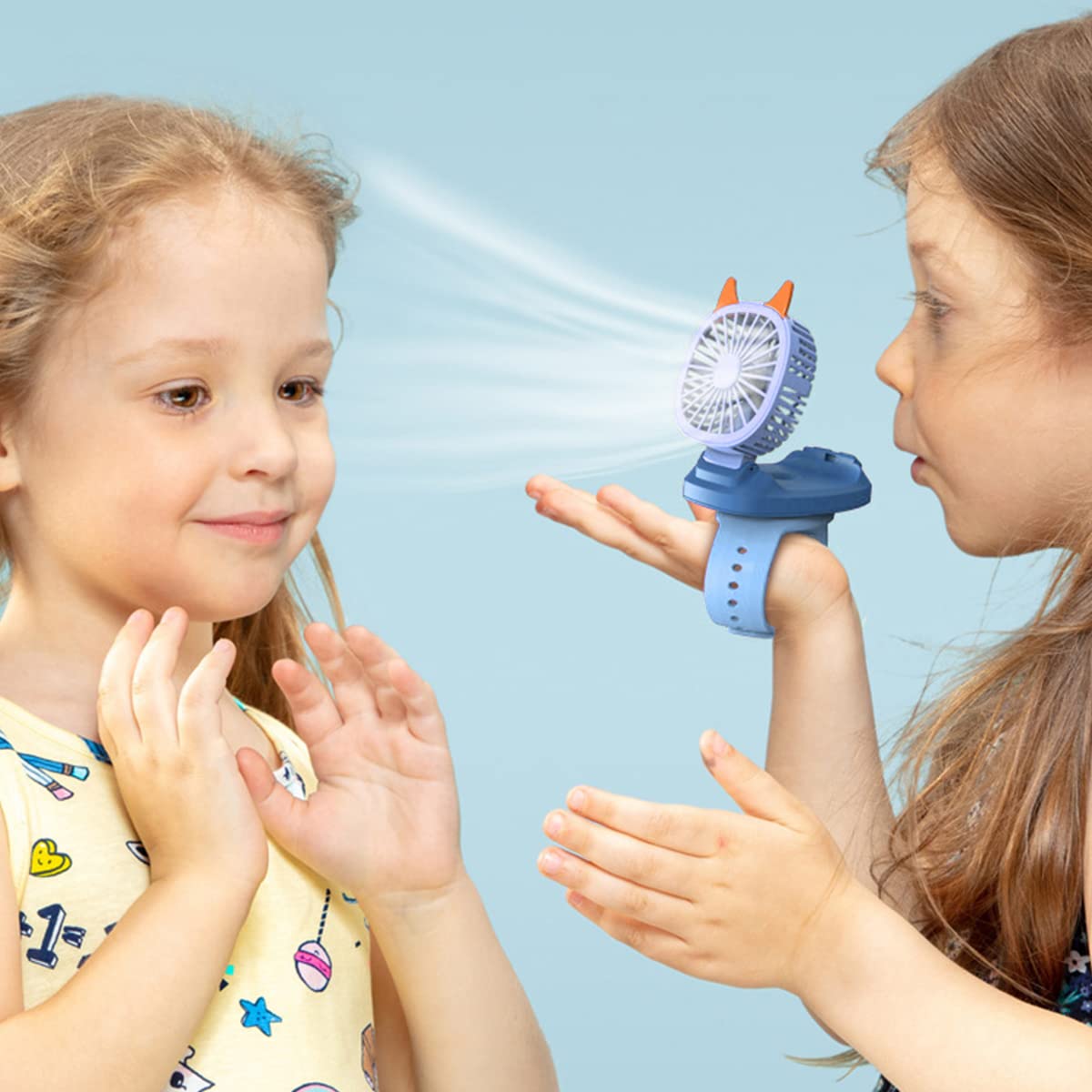 ZORBES Folding Wrist Mini Fan for Kids, Rechargeable Fan Mini Portable Fan Smart Watch for Kids, 7 Color Mini Hand Fan with 3 Gear Speed Electric Fan Watch, Mini Fan Charging Fan USB Rechargeable