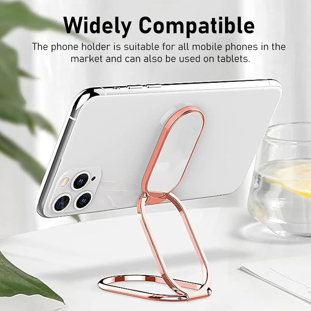 ZORBES Metal Mobile Stand for Table, Foldable Phone Holder 3M Self-Adhesive Mobile Holder Folding Phone Grip Holder Universal Desktop Phone Stand Mobile Ring Holder for Most Smartphone, Tablet