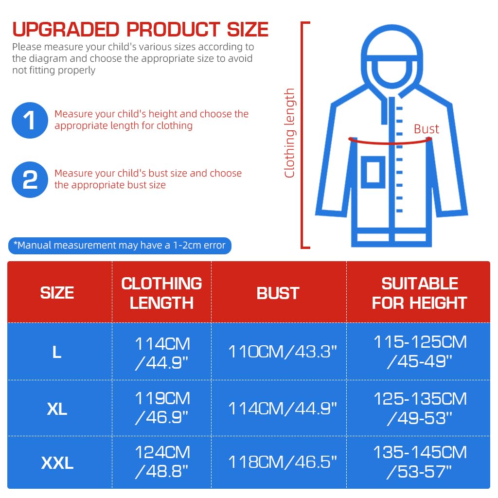 PALAY Raincoat for Kids Boys Girls with Pockets, EVA Hooded Raincoat with School Bag Rain Cover, Unicorn Printed Kids Rain Coat (L, 105-115cm)