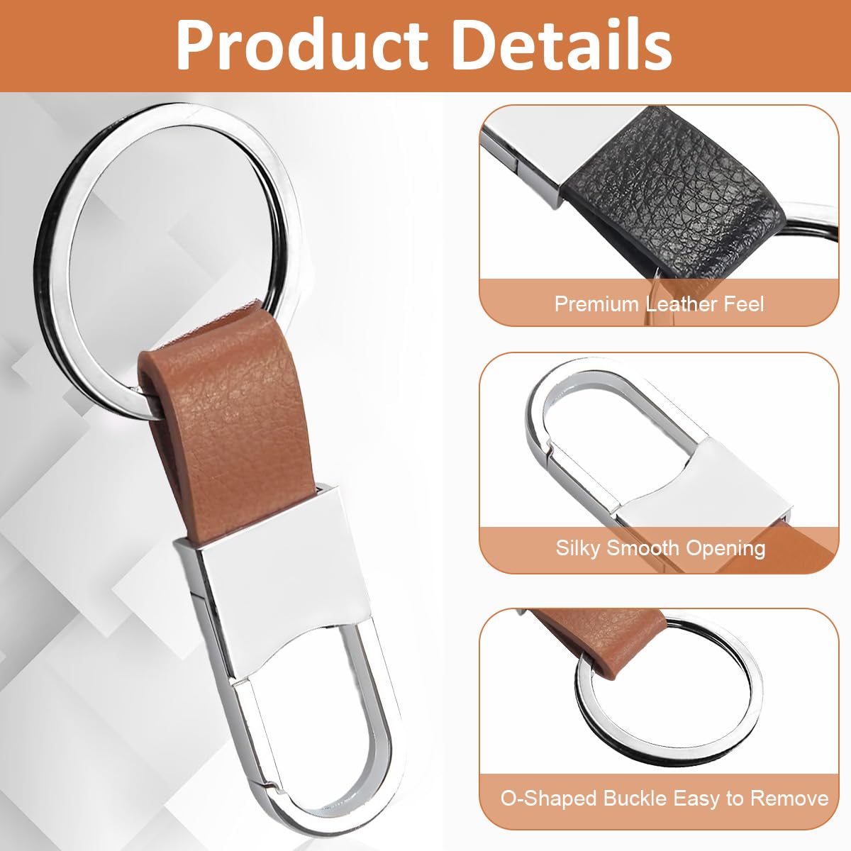 SANNIDHI 2Pcs Metal Keyrings Fashion Leather Metal Keyring Keychain Room Keyrings Car Keyrings Quick Release Keyring for Belt Loop Gift Keyrings Keychain for Men Women Couple Keyring Set