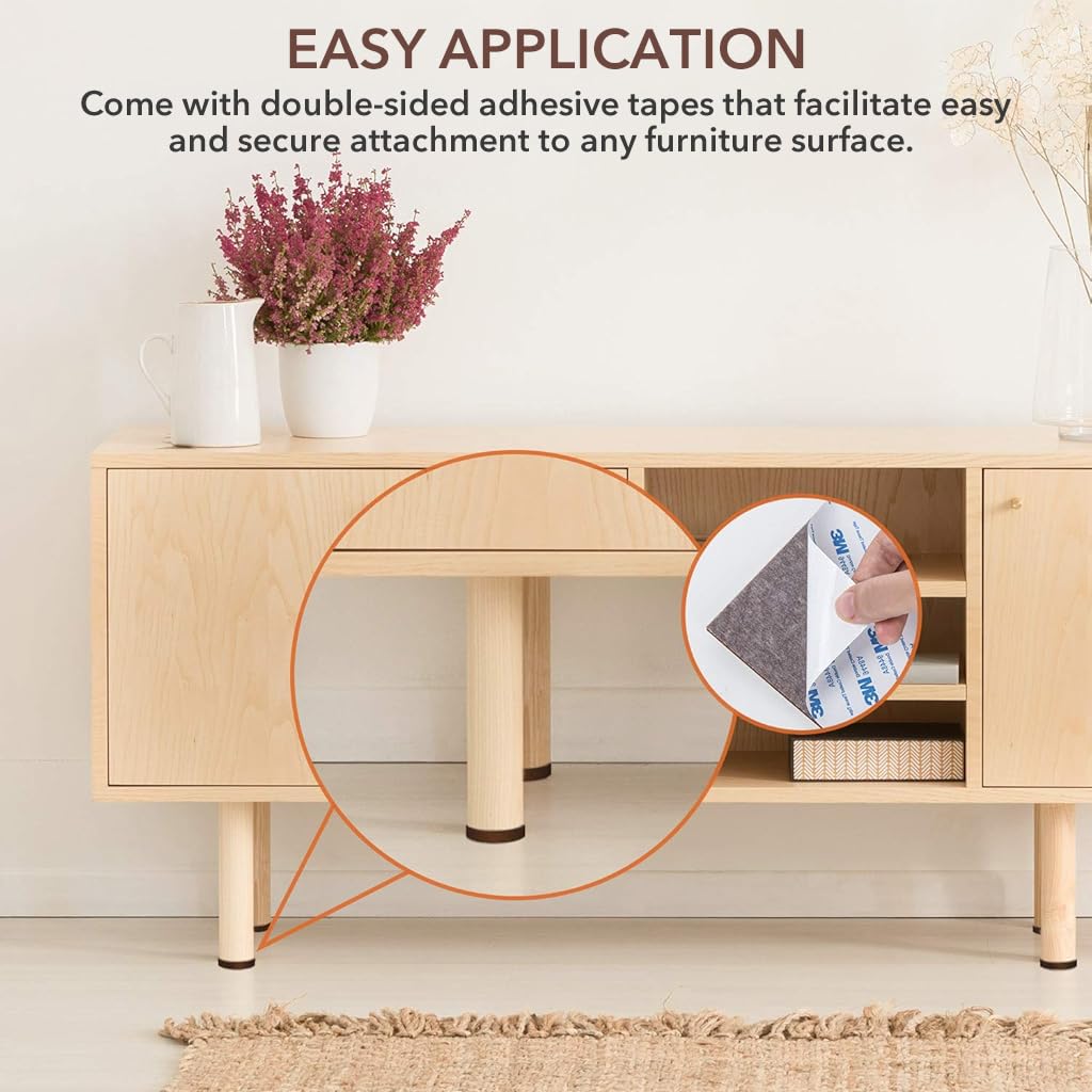 HASTHIP 4Pack Furniture Felt Pads, 3M Non Slip Self Adhesive Cuttable Felt Heavy Duty Furniture Pads, Noise Reduction Floor Protector Cuttable for Protecting Hardwood Floors Chair