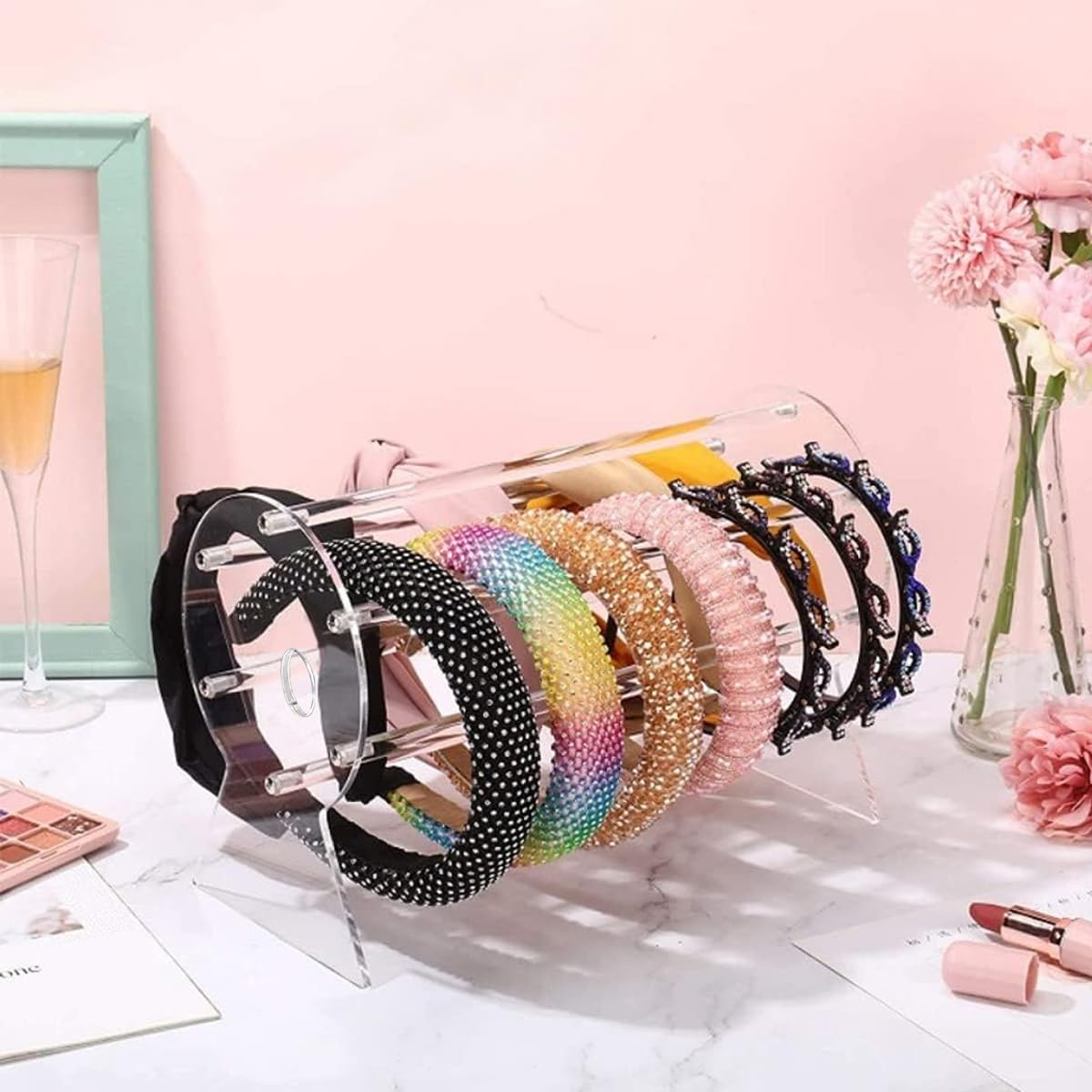 MAYCREATE Acrylic Headband Holder, Headband Display Stand, Clear Jewelry Organizer, Storage Rack for Jewelry Hair Clasp Bangles, Teen Girl Women Gifts