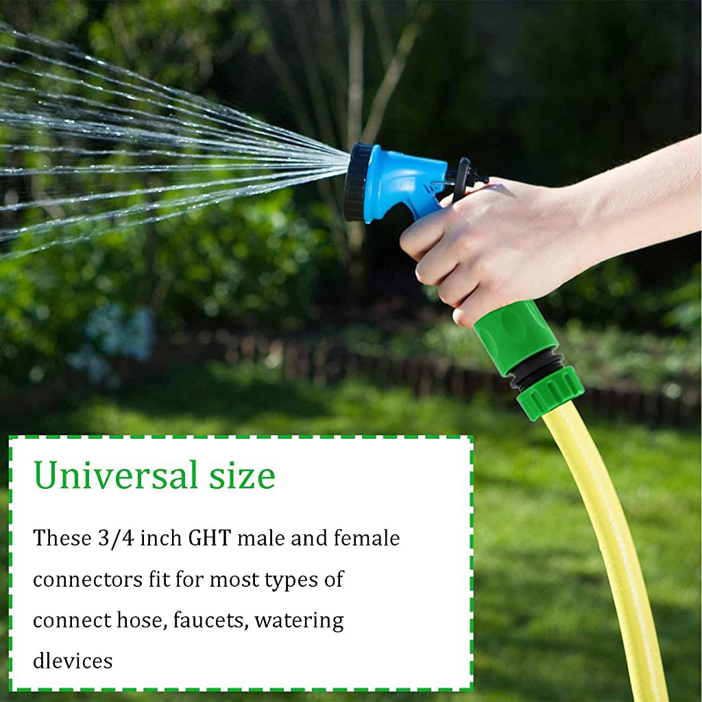 HASTHIP 10Pcs Hose Pipe Connector for Tap & Garden Hose, Universal Tap Connector with 2 Double Male Snap Connector & 6 Hose End Quick Connector & 2 Hose Tap Connector, Suit for 1/2in 3/4in