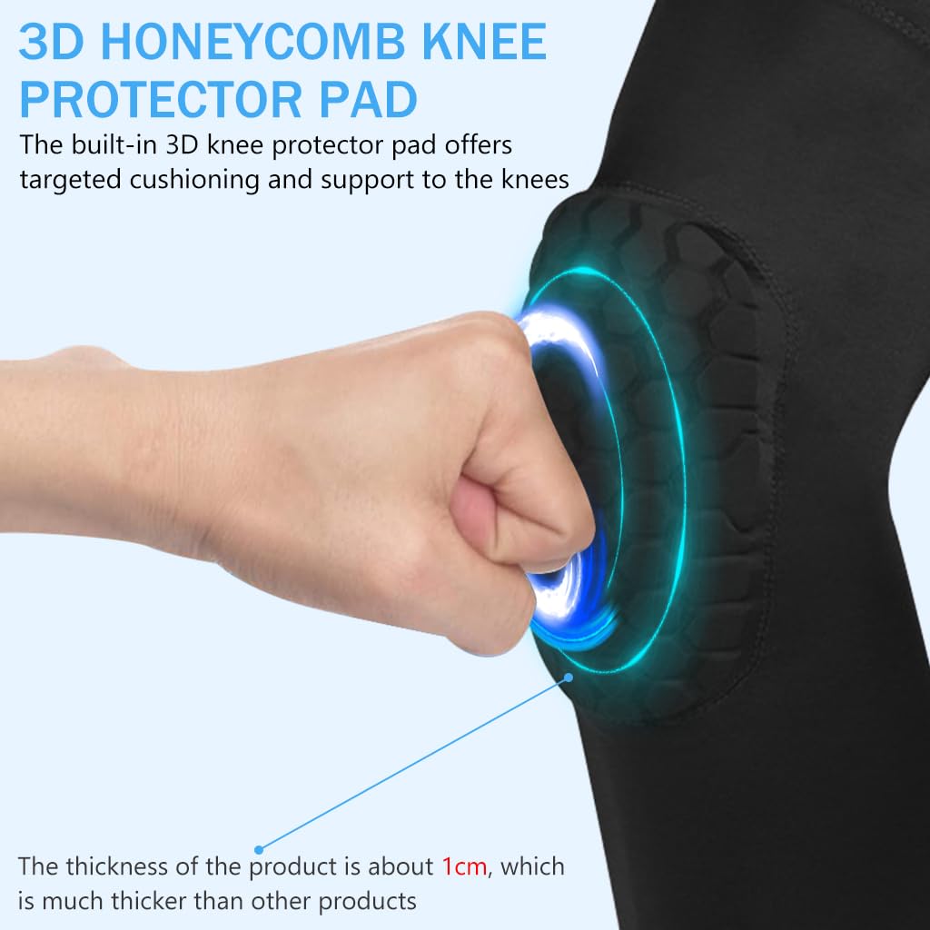 Proberos 1Pair Knee Brace for Kids Teens, Anti-collision kneepads, Overknee Stretchy Compression Leg Support Sleeve 3D Knee Protector Pad Summer Breathable Leg Support, 4-Way Stretch XL