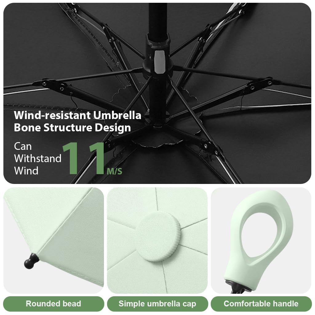 PALAY Mini Sun Umbrella UPF 50+ Sun Protective Sun Umbrella with Black Liner 6 Strong Ribs Design Fashion Outdoor Folding Umbrella Travel Lightweight Umbrella with Rubberized Hanging Handle
