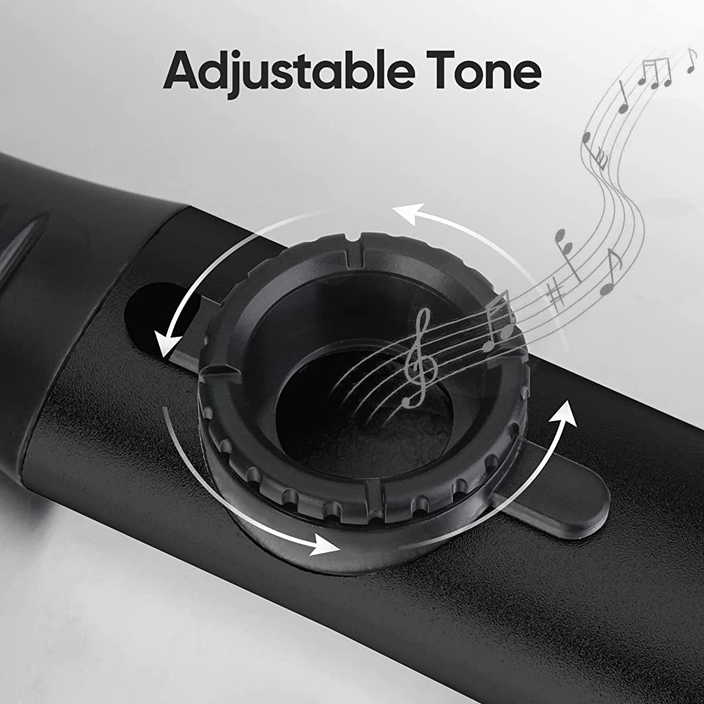 HASTHIP Kazoo Musical Instrument, Aluminum Alloy Kazoo with 5 Replaceable Kazoo Membranes, Lanyard, Mouthpiece Cover, Tunable Kazoo Music Instruments for Kids/Adults/Music Lovers (Black)