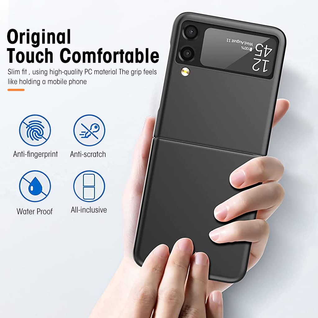 ZORBES Phone Case for Samsung Galaxy Z Flip 5 5G Ultra Thin PC Case for Samsung Galaxy Z Flip 5 Full Coverage Anti Scratch Phone Cover for Samsung Galaxy Z Flip 5 Black