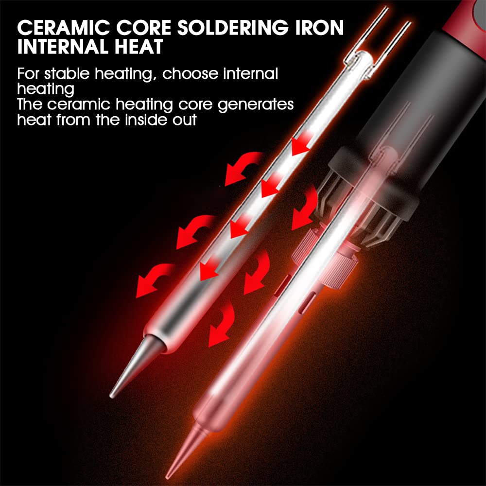 Serplex Soldering Iron Kit Set 60 Watt 220V Soldering Machine Temperature Adjustable 17Pcs Soldering Iron Bit Set with LCD Display Electric Soldering Iron with Stand Holder Rolled Up Storage 5 Tips